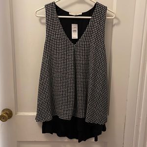 LOFT Graphic tank blouse with split back